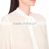 Wholesale Women Self Tie Neck Long Sleeves Pippa Woven Shirt(DQE0117T) thumbnail-4
