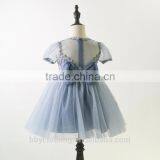 Lace Flower Ruffle Sleeve Back Bow Tie Dress Toddler Girl 2017 New Dress thumbnail-2