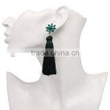 Bohemian Jewelry Rhinestone Gems With Long Colorful Tassel Charms Earrings for Women thumbnail-2