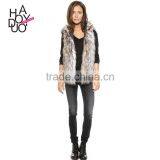 HAODUOYI Women Fashion Gray Faux Fur Two Way Sleeveless Coat thumbnail-1
