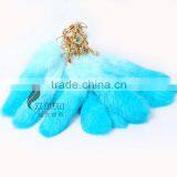 CX-R-39 Wholesale Custom Keychain Dip Dyeing Rabbit Fur Tail Key Ring Keys thumbnail-4