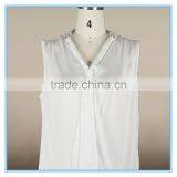 Ladies Sleeveless Chiffon Blouse Silk Charmeuse Fabric New Design Fashion Top thumbnail-4