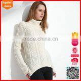 Latest Design Long Sleeves Solid Turtleneck Cable Pattern Pullover Sweater thumbnail-4