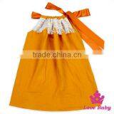 Plain Orange Breathable Cotton Sleeveless Baby Girl Fancy Pillowcase Dress New Model Skirt thumbnail-2