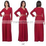 New 2016 Women's V-Neck Long Sleeve Elegant Evening Muslim Dress Abaya thumbnail-5