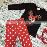 Christmas New Design X-mas Outfits Baby Kidswear Reindeer Leopard Clothes Red/white Dot Ruffle Pant With Accessories thumbnail-5