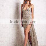 Plunging Neckline High Slit Strap Half Slip Dress thumbnail-2