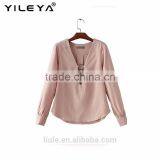 New Fashion Elegant European Style Women Chiffon Blouse Long Sleeve thumbnail-2