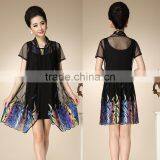 Middle Age Woman Fashion False Two-pieces Dress thumbnail-2