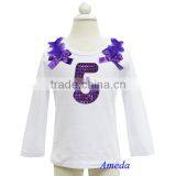 Girls Bling Purple 1st - 6th Birthday White Long Sleeves Tee thumbnail-5
