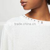 Women's Latest Design Round Collar Long Sleeve Cashmere Sweater With Wholelsale Price thumbnail-5