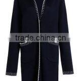 2017 Women's Open Front Heavy Hooded Mongolian Cashmere Coat With Pockets thumbnail-3