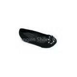 OEM Light Weight PU Upper / Outsole Black Ladies Flat Pumps Shoes for Autumn, Spring thumbnail-1
