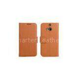 Orange Leather Mobile Phone Case Dust - Proof , Soft Phone Covers For HTC One M8 thumbnail-1