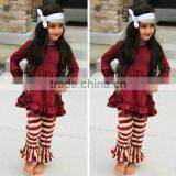 2017 New Design Baby Girl Spring/autunm Outfits Wine Red Dress With Pants Baby Suit thumbnail-3