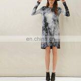 Tie Dye Tunic Dress Long Sleeve Ruffle Tunic Soft Dress With Cutout Detail On Back Backless T-shirt thumbnail-2