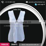 Best Selling Women Cotton Embroidered Ladies Shirt Blouse thumbnail-5