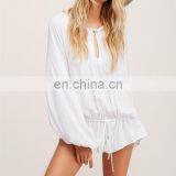 Ladies Elastic Band Set Women Sexy Long Sleeves Plain Jumpsuits And Romper Trousers And Tunic thumbnail-2