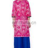 Beautiful 100% Cotton Embroidered Printed Round Neck Kurti for Woman thumbnail-2