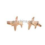 Wholesale Plane Shaped Metal Cufflinks High Quality Custom Gold 3D Airplane Cufflink Accessory 3D Engraved Airplane Cufflinks