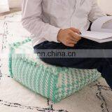 Wholesale Living Room Floor Chair Cotton Yarn Woven Square Footstool Pouf Ottoman thumbnail-7