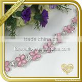 Decorative sweet pink flower rhinestone trim jewelry crystal bridal head chain FC640