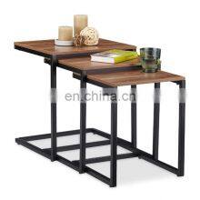 Set of 3 Black U Shaped Metal Frame Nesting Deco Table Coffee Table