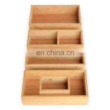 5-Piece Bamboo Storage Box Kitchen Wooden Drawer Organizer Box Bin Set thumbnail-1