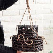 Hot Sale Natural Water Hyacinth 3 Tier Hanging Fruit Basket, Hanging Plant Basket Cheap WHolesale thumbnail-5