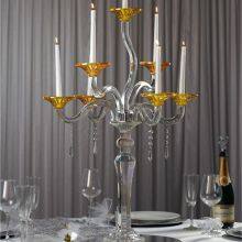 Handmade Glass Candle Holder Crystal Glass Candle Holder Center Pieces Wedding Table thumbnail-2