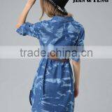 2016 Good Quality Garment Factory Wholesales Price Women's Retro Classic Denim Shirt Dress Washed Casual Denim Dresses Turkey thumbnail-6