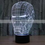 IRON MAN Shape Skull 3d Illusion Lamps Acrylic Indoor USB + Battery Operated Decorative Led Night Light thumbnail-5