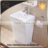 Dennis L-608 Modern One Piece Square Pedestal Hand Washbasin thumbnail-1