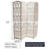 3 Door Chinese Antique Wood Carving Folding Screen thumbnail-4