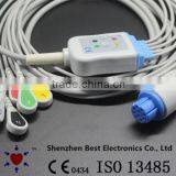 GE-Datex-Ohmeda 10pin ECG 5 Lead Cable and Leadwires, IEC With Snap
