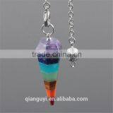 Gemstone Natural Crystal Quartz Point Pendulum Pendants Crystal Point Pendant With Silver Colored Chains thumbnail-3