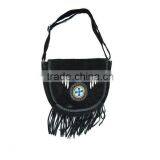 Black Western Style Real Suede Leather Beaded Ladies Shoulder Hand Made thumbnail-3