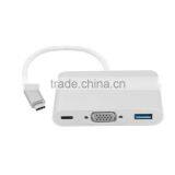 2016 Wholesale USB-C USB 3.1 Type C to VGA Projector & USB OTG & USB-C Female Charger Adapter for 12" New Mac Book thumbnail-3