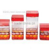 4pc Square Glass Jar Set,Acrylic Lid thumbnail-1