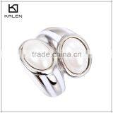 2015 Hot Sale Girls Double Big Pearl Stainless Steel Rings thumbnail-2