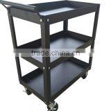 Black Rolling Metal 3 Tray Utility Tool Service Push Cart Shelf Storage Wheeled thumbnail-3