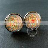 20mm Vintage Style Antiqued Bronze Morocco Style Art Collage Glass Cabochon Round Cufflinks Fashion Wedding Cuff Link 6600046 thumbnail-6