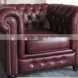 Exquisite Workmanship Leather Chesterfield Sofa One Seat