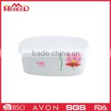 Top grade durable pink flower square shape porcelain-like melamine bowl with lid