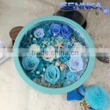 Everlasting Roses in Round Suede box Wedding flower wall