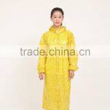 Yellow Ladies or Women Hooded Long Waterproof Pvc Rainsuit thumbnail-2