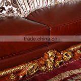 Luxurious French Rococo Brown Leather Wooden Hand Carved Living Room Sofa, Italian Palace Furniture(MOQ=1 SET) thumbnail-5