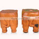 Thailand Style Living Elephant Shape Little Chair, Solid Wood Handcarved Chairs for Shoes Changing (BF01-X1176) thumbnail-4