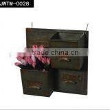 2 Pockets Shabby Chic Metal Wall Hanging Planter for Garden thumbnail-1