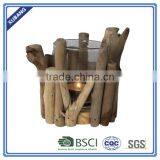 2015 Best Seller Chinese Big Sale Handmade Wood With Glass Candle Holder thumbnail-2